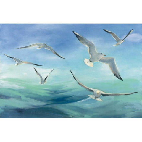 Sea Flight White Modern Wood Framed Art Print by Purinton, Julia