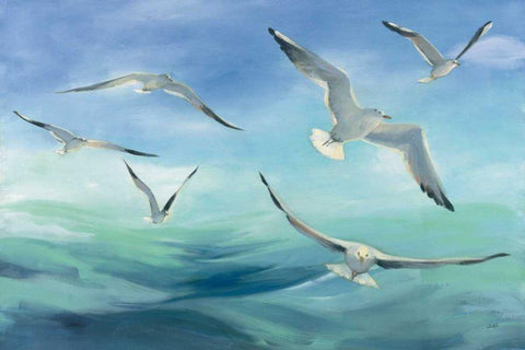 Sea Flight White Modern Wood Framed Art Print with Double Matting by Purinton, Julia