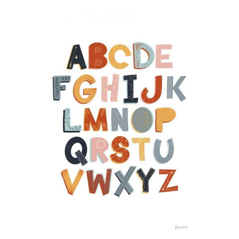 Colorful Alphabet Pastel White Modern Wood Framed Art Print by Thorns, Becky