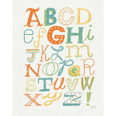 Funky Letters Bright Gold Ornate Wood Framed Art Print with Double Matting by Mullan, Michael