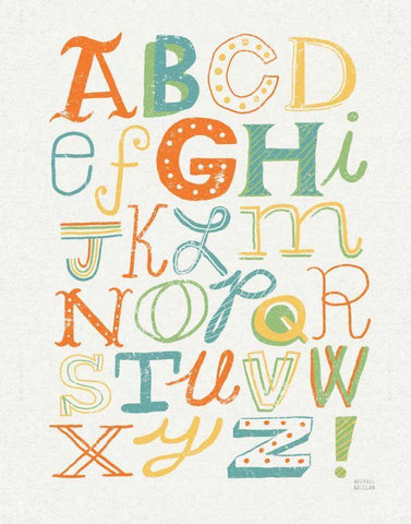 Funky Letters Bright White Modern Wood Framed Art Print with Double Matting by Mullan, Michael