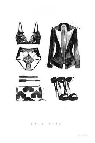 Back to Black IV White Modern Wood Framed Art Print with Double Matting by Charro, Mercedes Lopez