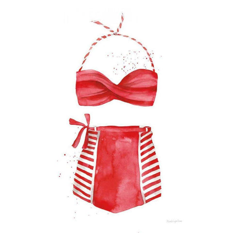 Vintage Swimwear II White Modern Wood Framed Art Print by Charro, Mercedes Lopez