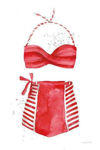 Vintage Swimwear II White Modern Wood Framed Art Print with Double Matting by Charro, Mercedes Lopez