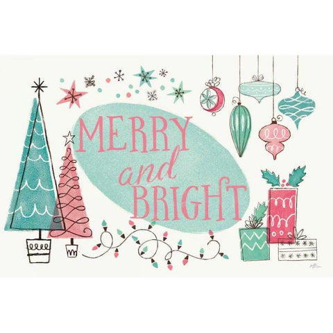 Retro Christmas I Bright Black Modern Wood Framed Art Print by Penner, Janelle