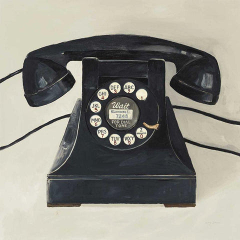 Classic Telephone on Cream Black Modern Wood Framed Art Print with Double Matting by Tillmon, Avery