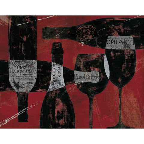 Wine Selection Red Black Modern Wood Framed Art Print with Double Matting by Brissonnet, Daphne