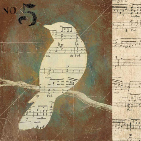 Bird Silhouette II Black Ornate Wood Framed Art Print with Double Matting by D Salusti