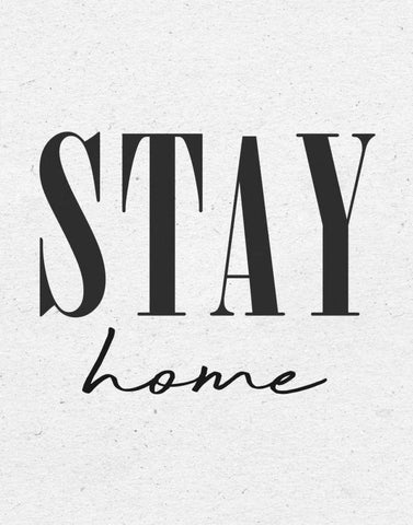 Stay Home Black Ornate Wood Framed Art Print with Double Matting by Wild Apple Portfolio