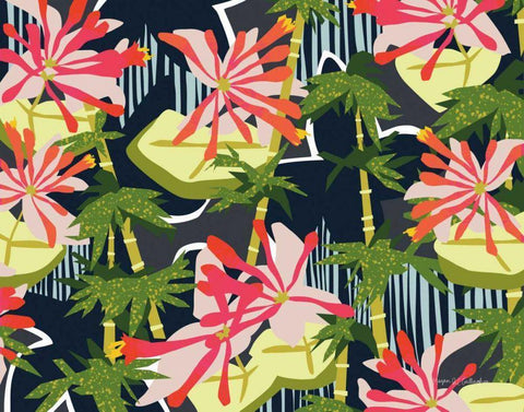 Bamboo Honeysuckle I Black Ornate Wood Framed Art Print with Double Matting by Gallagher, Megan