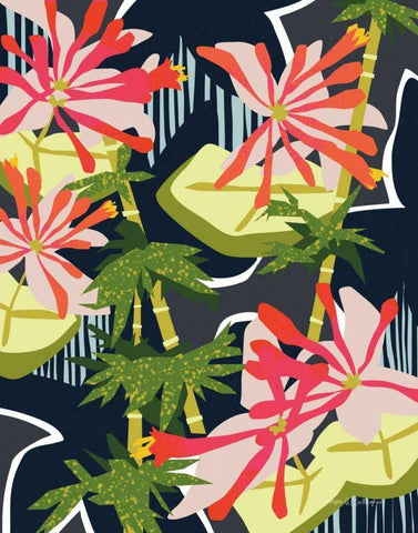 Bamboo Honeysuckle II Black Ornate Wood Framed Art Print with Double Matting by Gallagher, Megan
