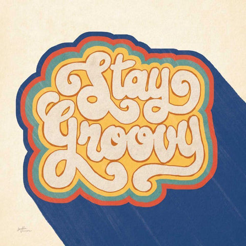 Stay Groovy I Bright Black Modern Wood Framed Art Print with Double Matting by Penner, Janelle