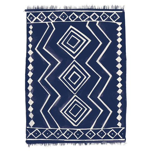 Navy Berber Rug II White Modern Wood Framed Art Print by Panganiban, Karyn