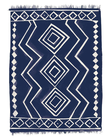 Navy Berber Rug II White Modern Wood Framed Art Print with Double Matting by Panganiban, Karyn