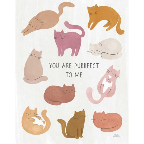 You are Purrfect To Me White Modern Wood Framed Art Print by Marshall, Laura