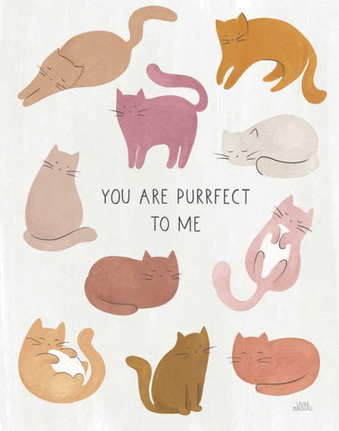 You are Purrfect To Me White Modern Wood Framed Art Print with Double Matting by Marshall, Laura