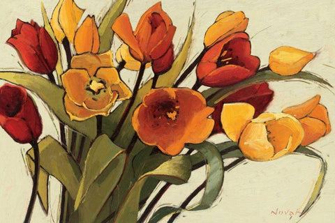 Tulip Time Black Ornate Wood Framed Art Print with Double Matting by Novak, Shirley