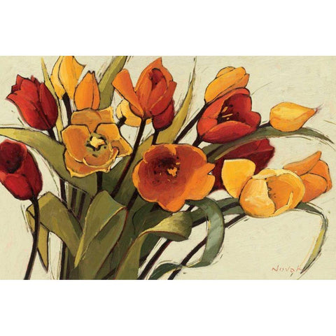 Tulip Time Black Modern Wood Framed Art Print by Novak, Shirley