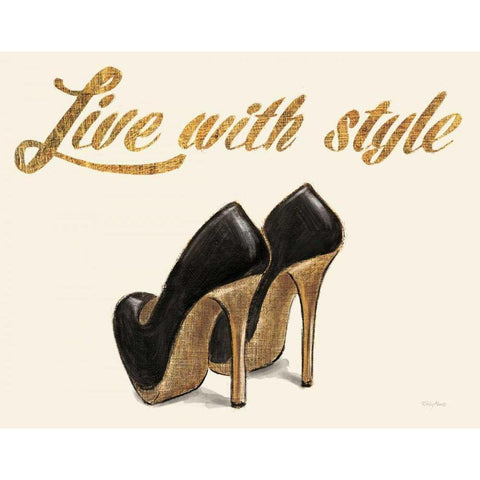 Shoe Festish Live with Style Clean Black Modern Wood Framed Art Print with Double Matting by Adams, Emily