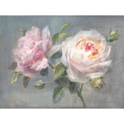 Lovely Roses Gold Ornate Wood Framed Art Print with Double Matting by Nai, Danhui