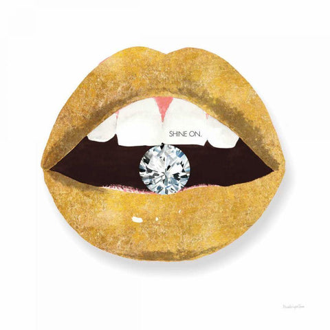 Gold Lips II Gold Ornate Wood Framed Art Print with Double Matting by Charro, Mercedes Lopez