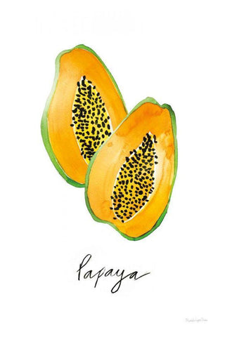 Papayas Black Ornate Wood Framed Art Print with Double Matting by Charro, Mercedes Lopez