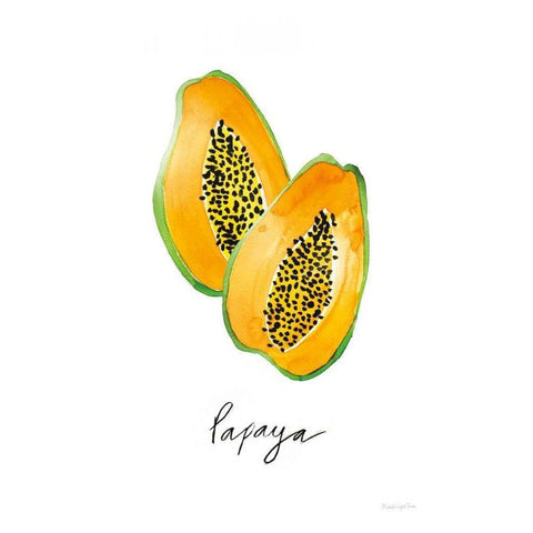 Papayas Gold Ornate Wood Framed Art Print with Double Matting by Charro, Mercedes Lopez