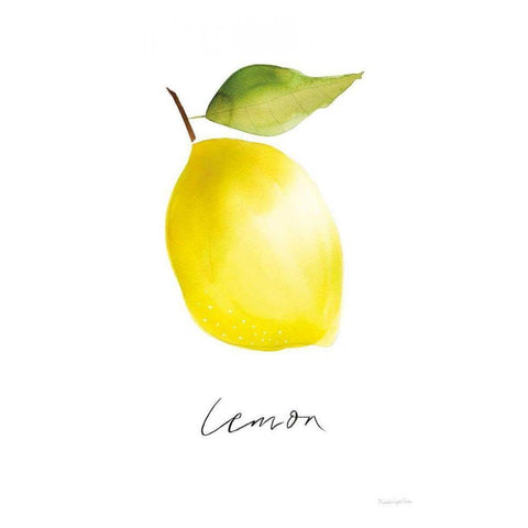 Single Lemon Black Modern Wood Framed Art Print by Charro, Mercedes Lopez