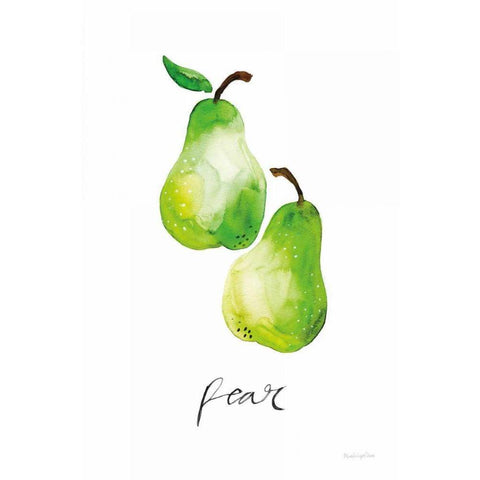 Pears Black Modern Wood Framed Art Print by Charro, Mercedes Lopez