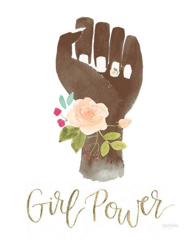 Girl Power XI Brown Black Ornate Wood Framed Art Print with Double Matting by Jackson, Jenaya