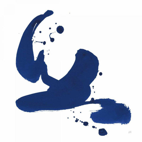 Cobalt Ink Drops I Black Ornate Wood Framed Art Print with Double Matting by Paschke, Chris