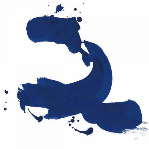 Cobalt Ink Drops II Black Ornate Wood Framed Art Print with Double Matting by Paschke, Chris