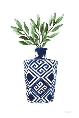 Cobalt Geometric Vases III Black Ornate Wood Framed Art Print with Double Matting by Charro, Mercedes Lopez