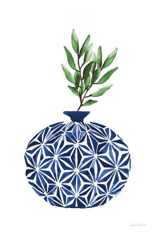 Cobalt Geometric Vases IV Black Ornate Wood Framed Art Print with Double Matting by Charro, Mercedes Lopez