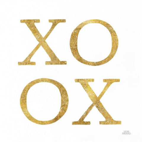 Love Letters XoXo Black Ornate Wood Framed Art Print with Double Matting by Marshall, Laura