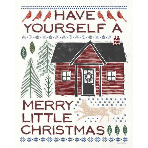 Woodcut Wonderland IV Red Black Modern Wood Framed Art Print by Marshall, Laura