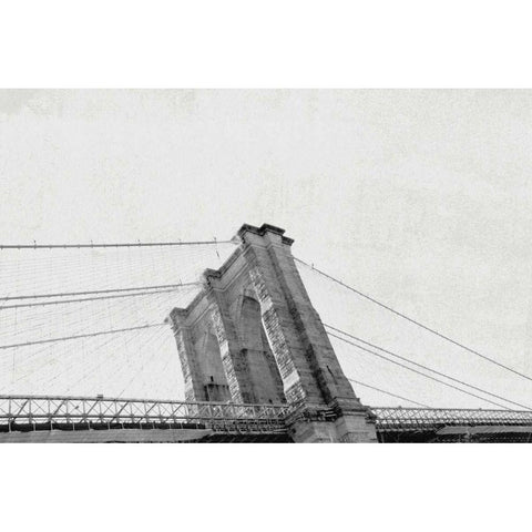 Brooklyn Bridge From Below Black Modern Wood Framed Art Print with Double Matting by Wild Apple Portfolio