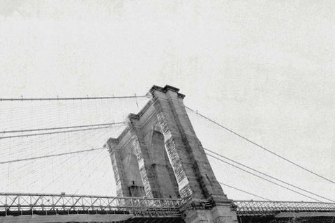 Brooklyn Bridge From Below White Modern Wood Framed Art Print with Double Matting by Wild Apple Portfolio