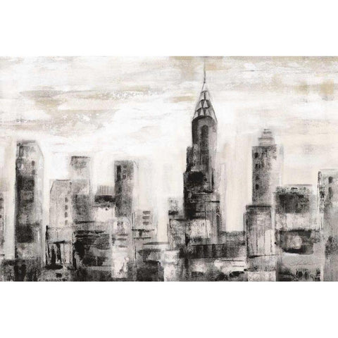 Manhattan Skyline BW Crop White Modern Wood Framed Art Print by Vassileva, Silvia