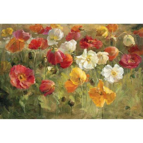 Poppy Field Gold Ornate Wood Framed Art Print with Double Matting by Nai, Danhui