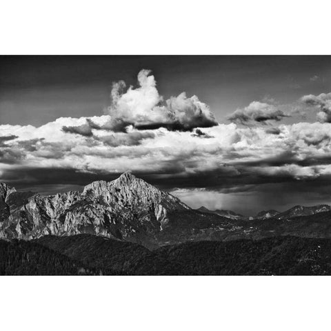 View of the Peaks White Modern Wood Framed Art Print by Aledanda