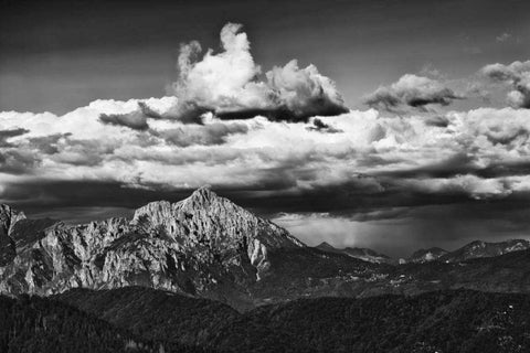 View of the Peaks White Modern Wood Framed Art Print with Double Matting by Aledanda