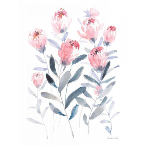 All the Protea White Modern Wood Framed Art Print by Nai, Danhui