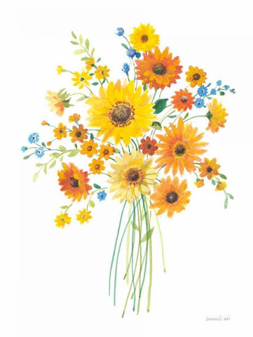 Sunshine Bouquet I White Modern Wood Framed Art Print with Double Matting by Nai, Danhui