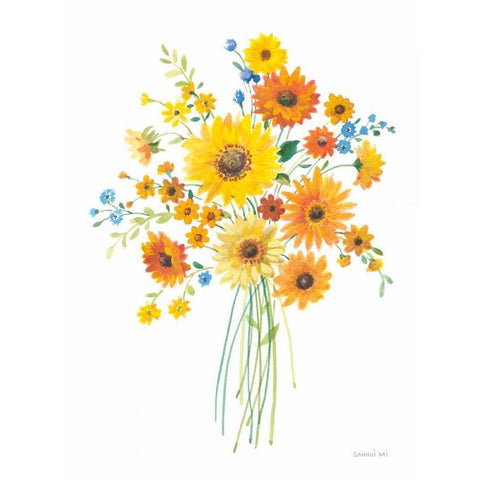 Sunshine Bouquet I Black Modern Wood Framed Art Print with Double Matting by Nai, Danhui