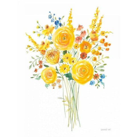 Sunshine Bouquet II Black Modern Wood Framed Art Print with Double Matting by Nai, Danhui