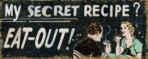 My Secret Recipe Black Ornate Wood Framed Art Print with Double Matting by Pela Studio