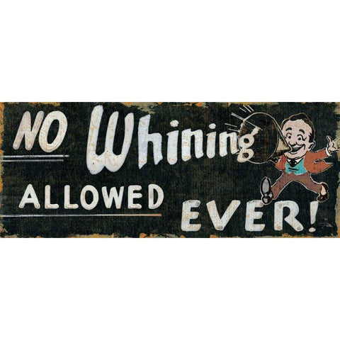 No Whining Allowed Black Modern Wood Framed Art Print with Double Matting by Pela Studio