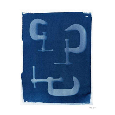 Cyanotype Tools II Black Modern Wood Framed Art Print by Green, Nancy