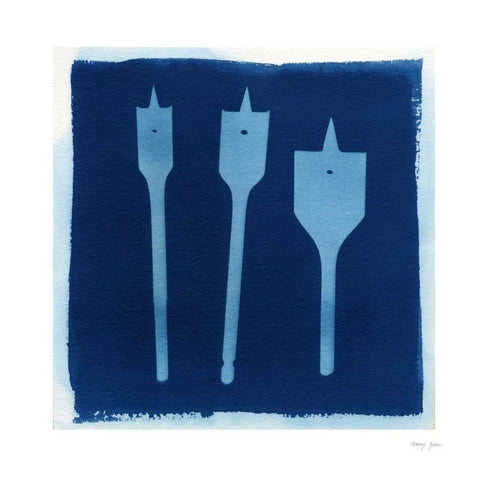 Cyanotype Tools VII Black Modern Wood Framed Art Print by Green, Nancy